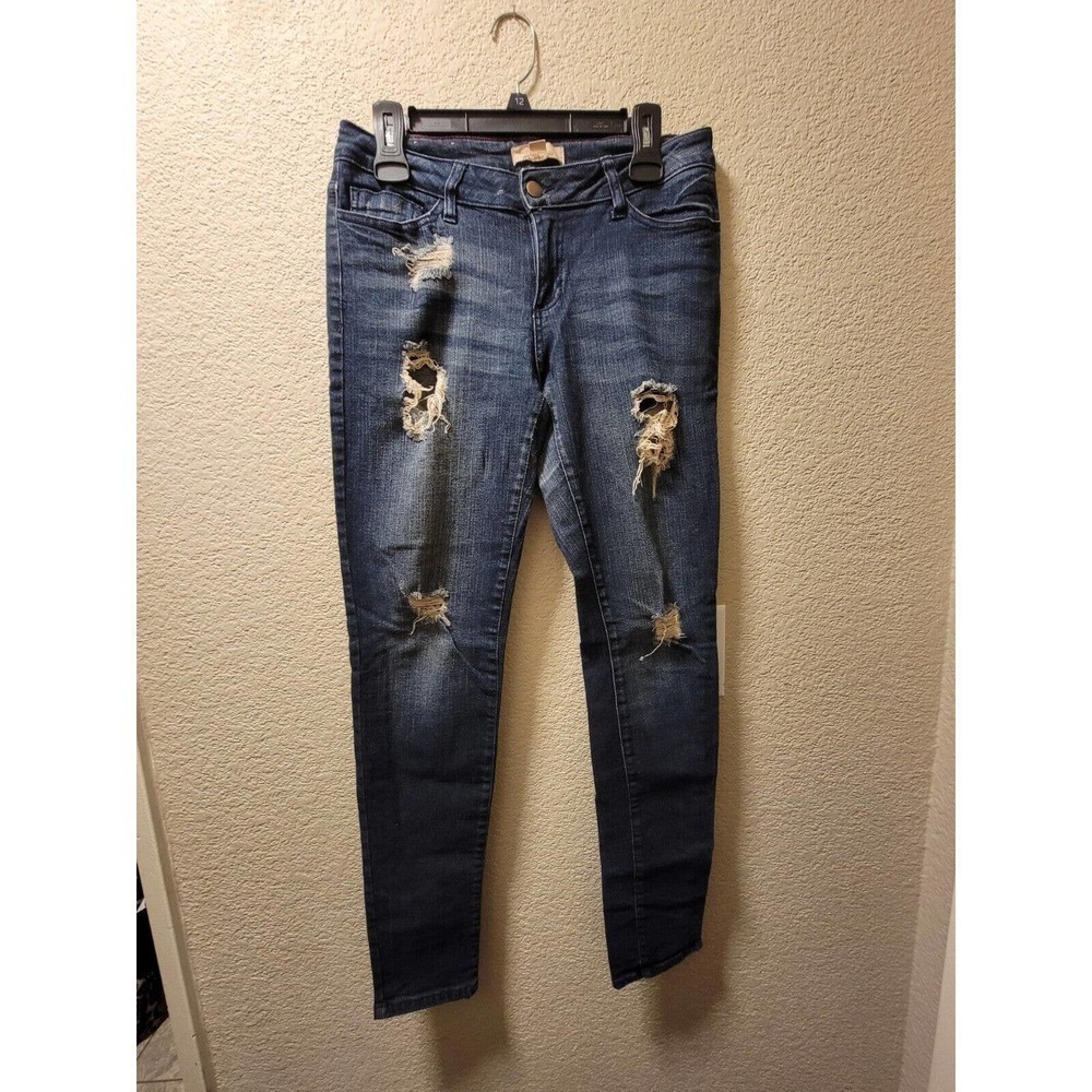 2.1 Denim Distressed Skinny Jeans Dark Wash Size 30